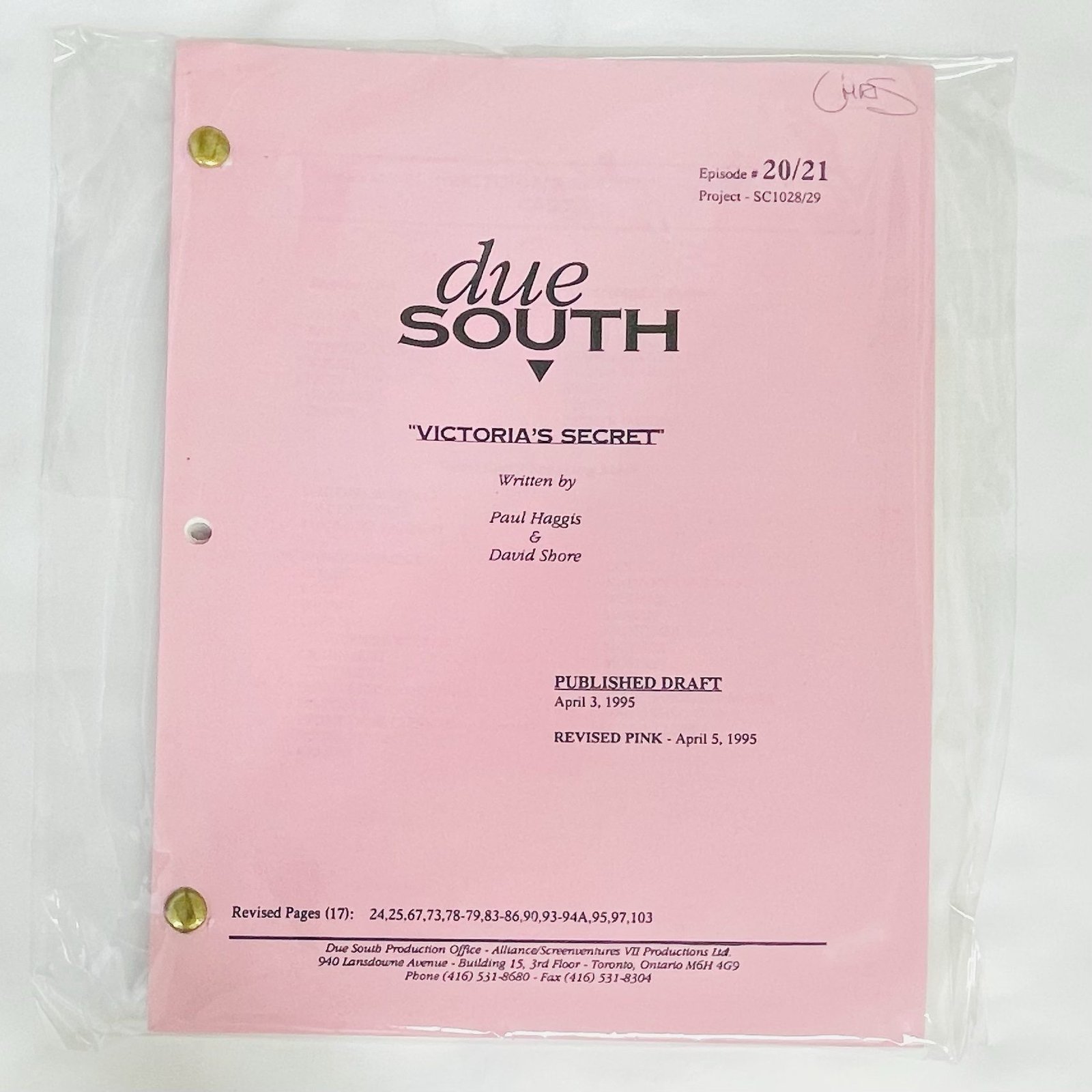Due South TV Script - Victoria’s Secret 1995
