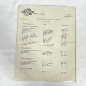 Huckleberry Finn and His Friends - 1979 Call Sheet