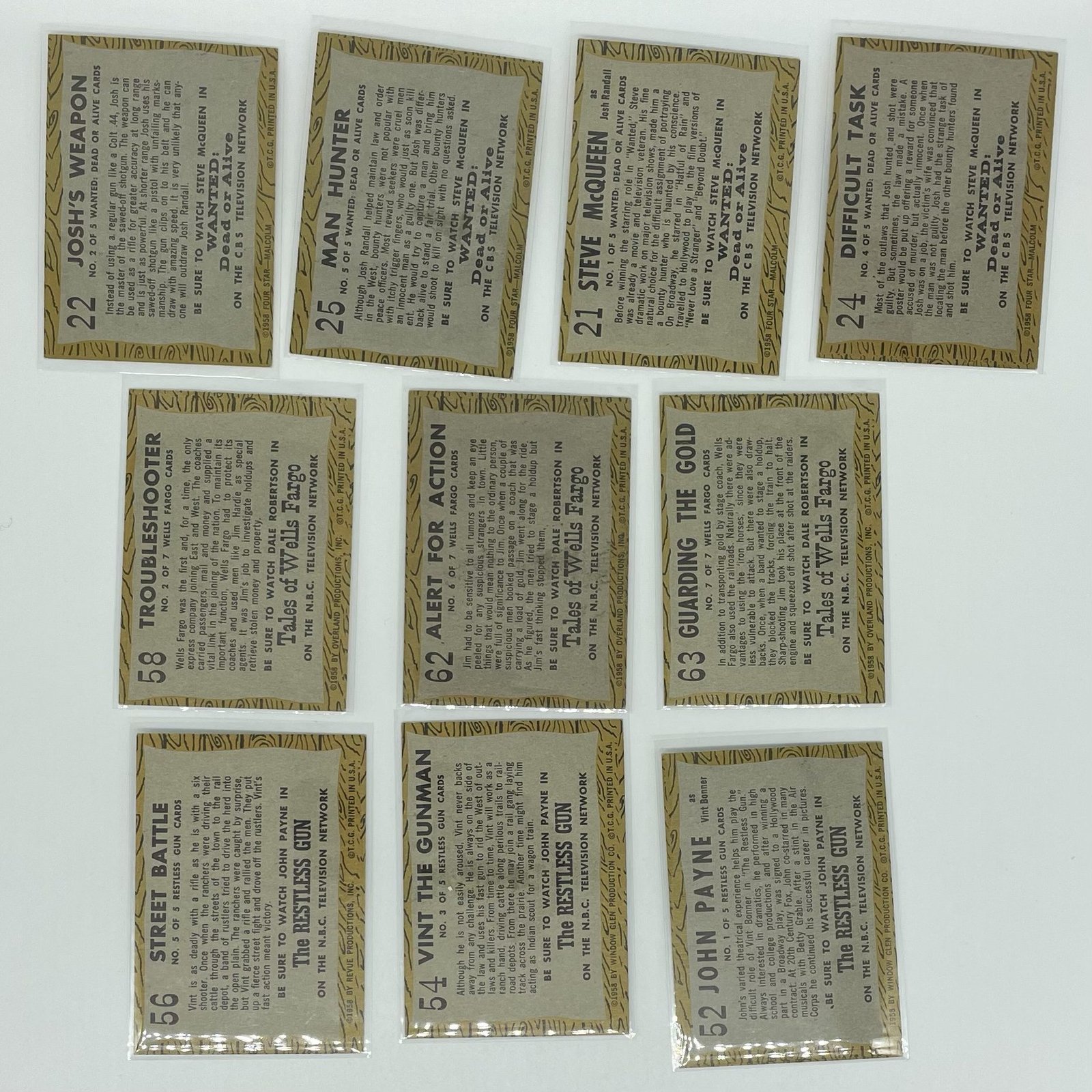Wanted Dead or Alive and other westerns 1958 Topps Trading Cards Lot of 10 - Image 2