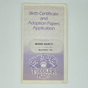 Cabbage Patch Kids Birth Certificate and Adoption Toddler Kids