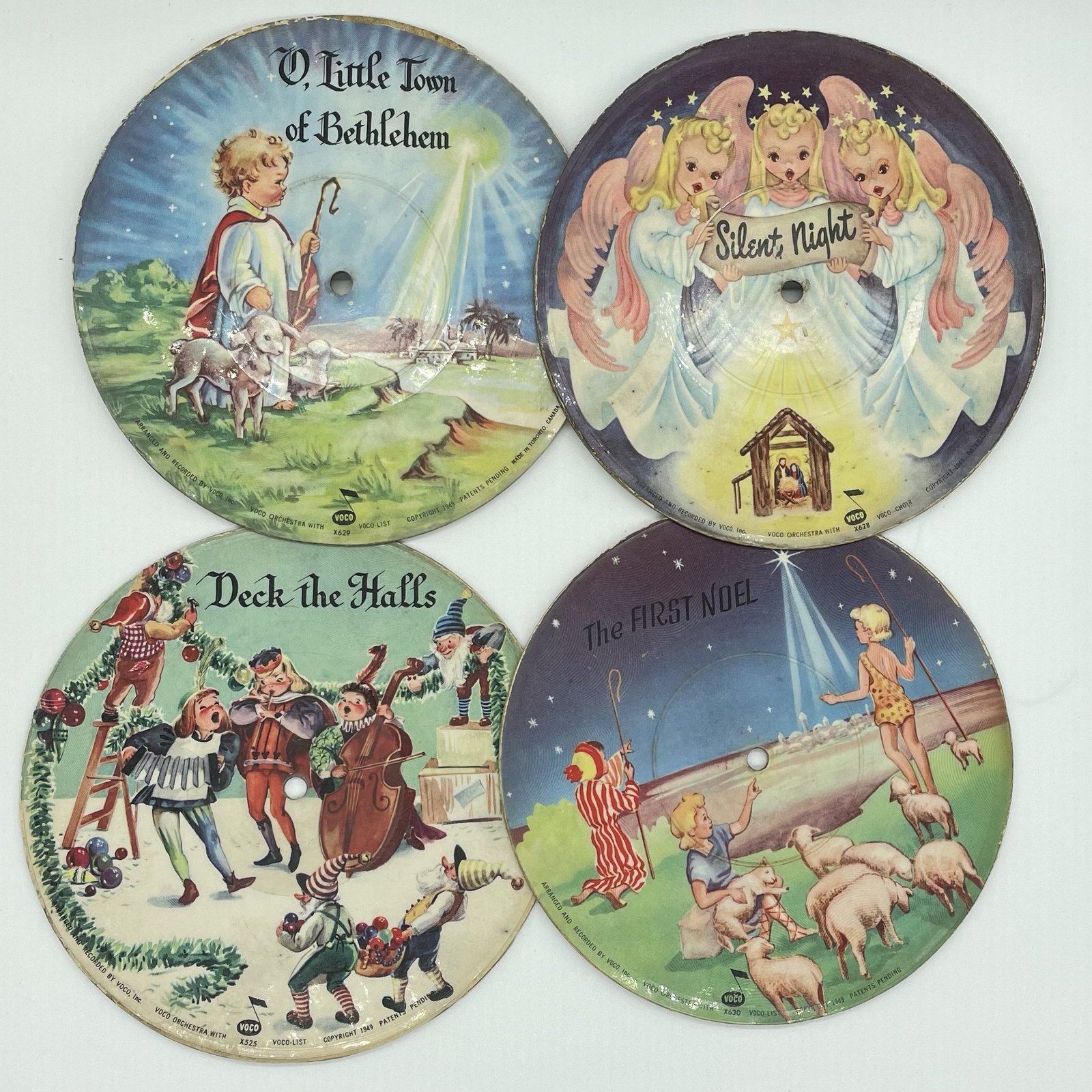 Voco 7” Picture Disc Record Lot of 4 1940s Christmas Themed - Image 2