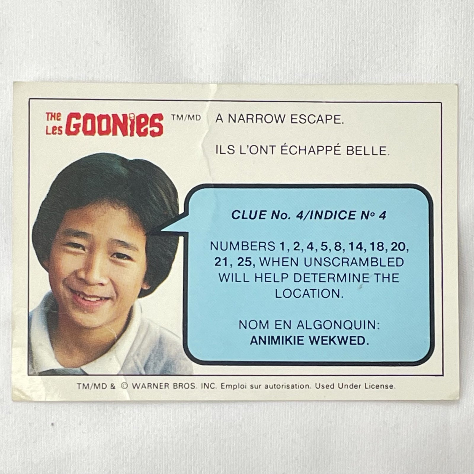 Goonies 1985 General Mills Trading Card #4 - Image 2