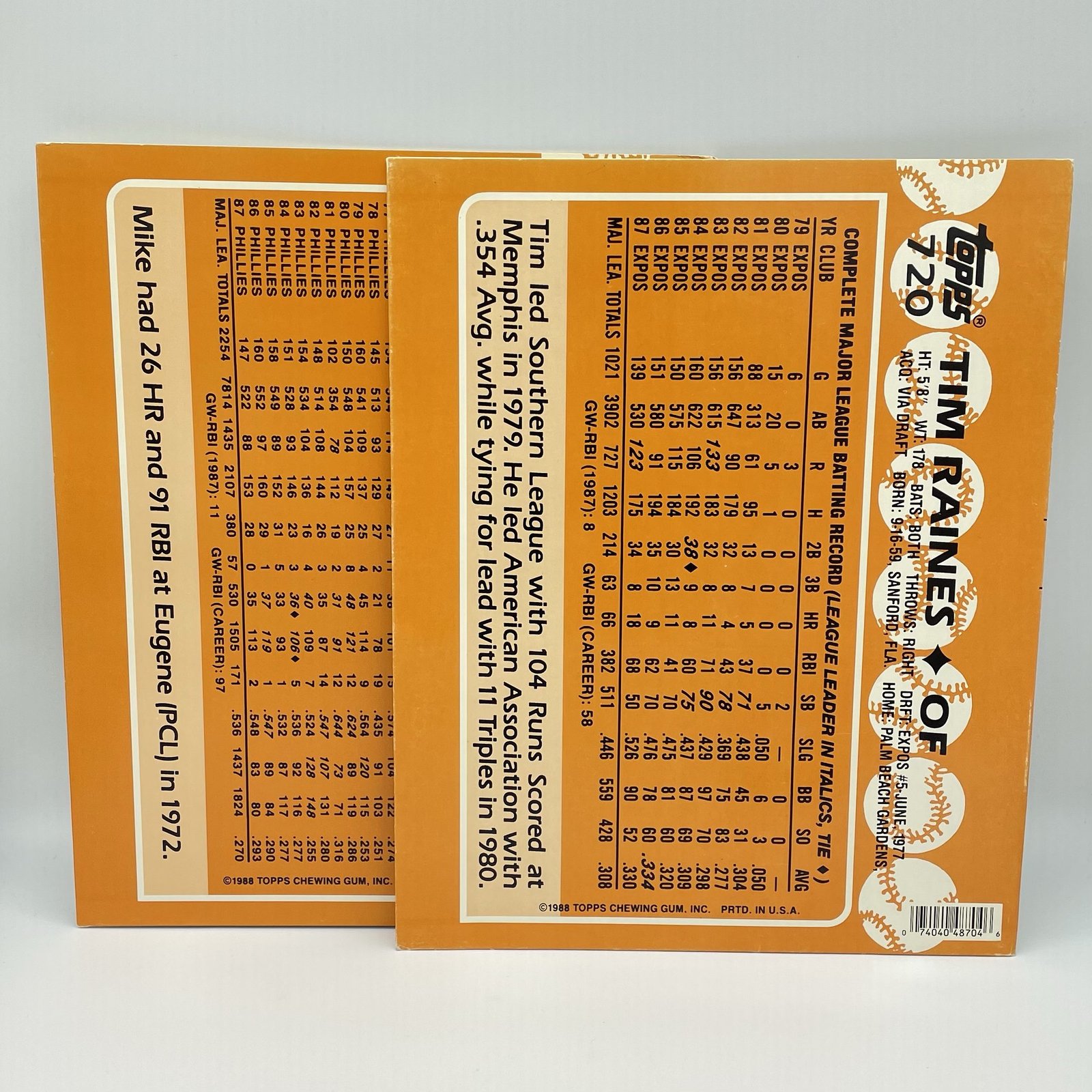 Topps 1988 Baseball Duo-tang lot - Tim Raines and Mike Schmidt - Image 2