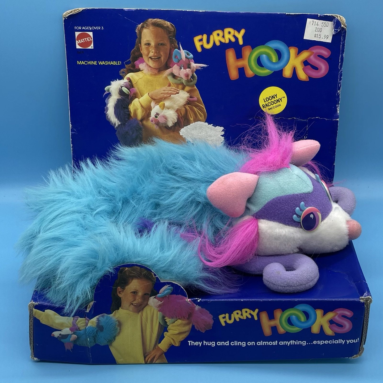 Mattel Hooks - Loony Racoony Plush in original box from 1987