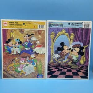 Walt Disney Dining Out and Prince and the Pauper Frame Tray Puzzle Lot 1980s-1990s