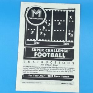 Atari Super Challenge Football Game Manual by Mattel