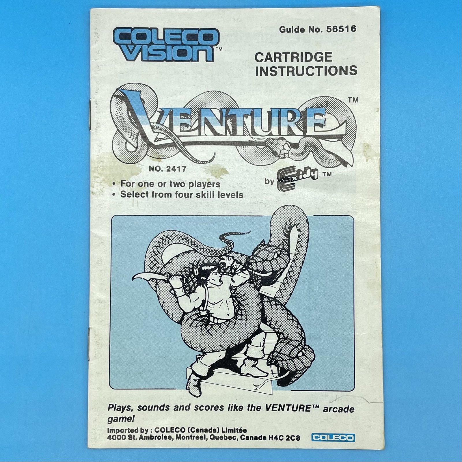 Colecovision Venture Game Manual 1982 Canadian English/French