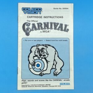 Colecovision Carnival Game Manual 1982 Canadian English/French
