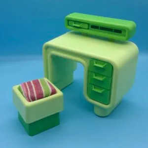 Barbie Dream House Green Desk and Stool 1970s