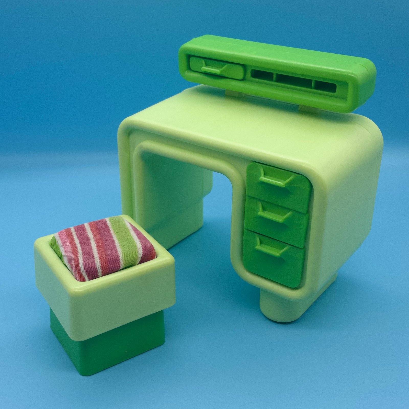 Barbie Dream House Green Desk and Stool 1970s