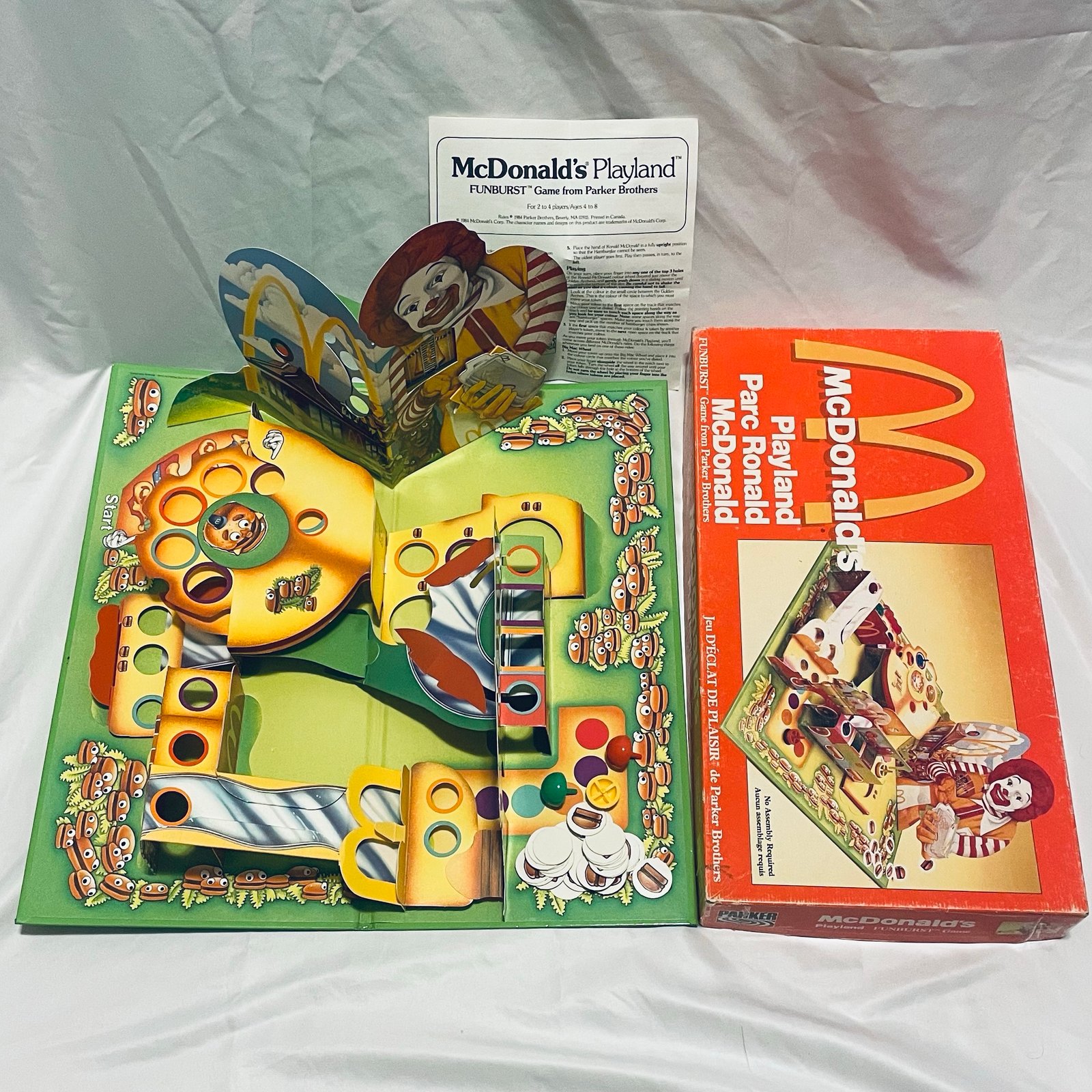 McDonald’s Playland Funburst 3-D Board Game from Parker 1984 Canadian Edition